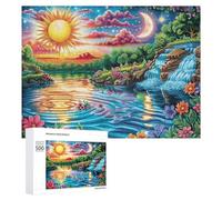 Eagle Over Flaming Lotus avec Deux Loups Puzzle 500 Pièces pour Seniors Loisirs Intérieurs Stimulation Mentale Cadeau pour Présent Attentionné 500 PCS