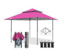 EAGLE PEAK 4x4m Tente à auvent abattable à Jambes Droites Canopy instantané extérieur, abri Pliant Simple avec Avant-toits Auto-Extensibles 15,4 m² d’Ombre, Rose Clair