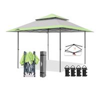 EAGLE PEAK 4x4m Tente à auvent abattable à Jambes Droites Canopy instantané extérieur, abri Pliant Simple avec Avant-toits Auto-Extensibles 15,4 m² d’Ombre, Gris