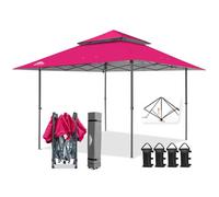 EAGLE PEAK 4x4m Tente à auvent abattable à Jambes Droites Canopy instantané extérieur, abri Pliant Simple avec Avant-toits Auto-Extensibles 15,4 m² d’Ombre, Rose foncé