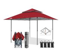 EAGLE PEAK 4x4m Tente à auvent abattable à Jambes Droites Canopy instantané extérieur, abri Pliant Simple avec Avant-toits Auto-Extensibles 15,4 m² d’Ombre, Rouge