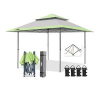 EAGLE PEAK 4x4m Tente à auvent abattable à Jambes Droites Canopy instantané extérieur, abri Pliant Simple avec Avant-toits Auto-Extensibles 15,4 m² d’Ombre, Gris