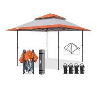 EAGLE PEAK 4x4m Tente à auvent abattable à Jambes Droites Canopy instantané extérieur, abri Pliant Simple avec Avant-toits Auto-Extensibles 15,4 m² d’Ombre, Orange