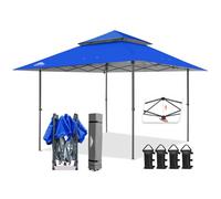 EAGLE PEAK 4x4m Tente à auvent abattable à Jambes Droites Canopy instantané extérieur, abri Pliant Simple avec Avant-toits Auto-Extensibles 15,4 m² d’Ombre, Bleu
