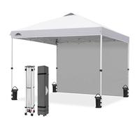 EAGLE PEAK Auvent Commercial Pliable 3x3 m, Tente Abri Instantané avec 1 Paroi Latérale, Robuste et Facile à Installer, Protection Solaire Extérieure pour Marchands et Marchés, Blanc