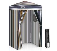 Eagle Peak Pop-up Cabine d’essayage extérieur 1.2m x 1.2m, vestiaire Portable de Plage Piscine Jardin avec fenêtre (Rayure Brune)