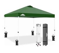 EAGLE PEAK Pop-up tonnelle de Jardin Pliable 3x3m, Tente Pliante avec Pieds Droits Hauteur réglable auvent pour Camping Plage Festival avec Sac à roulettes (Vert)
