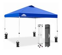 EAGLE PEAK Tonnelle de Jardin Pliable 3x3m Pop-up Gazebo Tente Pliante Pavillon，avec Sac de Transportable à Roulette pour Camping, Plage, Jardin, Bleu