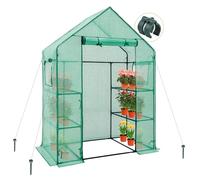 EAGLE PEAK Serre de Jardin Portable à 2 étages et 4 étagères - 155 x 70 x 200 cm - Porte d'entrée Avant Enroulable avec Fermeture éclair et 2 fenêtres latérales enroulables