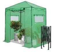 EAGLE PEAK Serre de Jardin Portable en Acier, Pop-Up Rapide, 182 L x 121 l x 226 H cm, Tente abri pour Plantes, PE Couverture avec 1 entrée a Fermeture éclair, 2 fenêtres latérales enroulables, Verte
