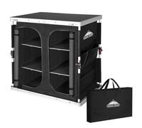 EAGLE PEAK Table de Camping Double Pliante avec Organisateur et Poches latérales, Table extérieure Portable pour Barbecue, Pique-Nique et Tailgating, Sac de Transport Inclus, Noir
