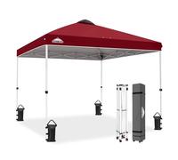 EAGLE PEAK Tente à auvent escables avec Sac à roulettes, 8 piquets, 4 Cordes, 4 Sacs de Poids, Tendre Facile à Monter, 3 x 3 m, 9 m² d’Ombre, Rouge Foncé