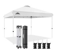 EAGLE PEAK Tente à auvent escables avec Sac à roulettes, 8 piquets, 4 Cordes, 4 Sacs de Poids, Tendre Facile à Monter, 3,6 x 3,6 m, 13 m² d’Ombre, Blanc