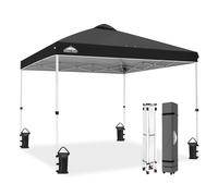 EAGLE PEAK Tente à auvent escables avec Sac à roulettes, 8 piquets, 4 Cordes, 4 Sacs de Poids, Tendre Facile à Monter, 3 x 3 m, 9 m² d’Ombre, Noir