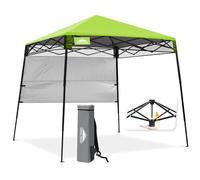 EAGLE PEAK Tente Parasol dépliable 2,4x2,4 m avec paroi latérale, abri Solaire instantané à Pieds inclinés Compact et Portable pour Plage, Sports et Camping, Base 2,4x2,4 m, Sommet 1,8x1,8 m, Vert