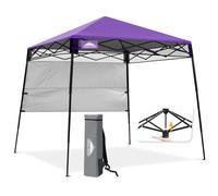 EAGLE PEAK Tente Parasol dépliable 2,4x2,4 m avec paroi latérale, abri Solaire instantané à Pieds inclinés Compact et Portable pour Plage, Sports et Camping, Base 2,4x2,4 m, Sommet 1,8x1,8 m, Pourpre