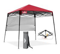 EAGLE PEAK Tente Parasol dépliable 2,4x2,4 m avec paroi latérale, abri Solaire instantané à Pieds inclinés Compact et Portable pour Plage, Sports et Camping, Base 2,4x2,4 m, Sommet 1,8x1,8 m, Rouge
