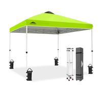 EAGLE PEAK Tente Tonnelle Pliante avec Sac à roulettes, 8 Piquets, 4 Cordes, 4 Sacs de Lestage, Tente Facile à Monter, 3x3 m, 9 m² d'Ombrage, Vert Fluo