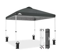 EAGLE PEAK Tente Tonnelle Pliante avec Sac à roulettes, 8 Piquets, 4 Cordes, 4 Sacs de Lestage, Tente Facile à Monter, 3x3 m, 9 m² d'Ombrage, Gris