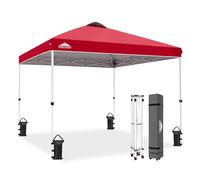 EAGLE PEAK Tente Tonnelle Pliante avec Sac à roulettes, 8 Piquets, 4 Cordes, 4 Sacs de Lestage, Tente Facile à Monter, 3x3 m, 9 m² d'Ombrage, Rouge