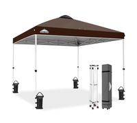 EAGLE PEAK Tente Tonnelle Pliante avec Sac à roulettes, 8 Piquets, 4 Cordes, 4 Sacs de Lestage, Tente Facile à Monter, 3x3 m, 9 m² d'Ombrage, Marron