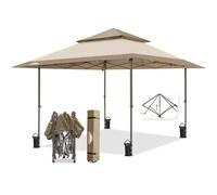 EAGLE PEAK Tonnelle de Jardin 4x4m Extérieur avec l’évent Double Toit Imperméable pour Pavillon Tente de réce (Beige)
