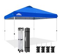 EAGLE PEAK Tonnelle de Jardin Pliable 3.6x3.6m Pop-up Gazebo Tente Pliante Pavillon,avec Sac de Transportable à Roulette pour Camping, Plage, Jardin, Bleu