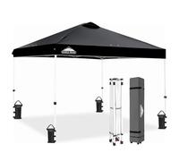 EAGLE PEAK Tonnelle de Jardin Pliable 3x3m Pop-up Gazebo Tente Pliante Pavillon,avec Sac de Transportable à Roulette pour Camping, Plage, Jardin, Noir