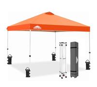 EAGLE PEAK Tonnelle de Jardin Pliable 3x3m Pop-up Gazebo Tente Pliante Pavillon,avec Sac de Transportable à Roulette pour Camping, Plage, Jardin, Couleur Orange