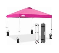 EAGLE PEAK Tonnelle de Jardin Pliable 3x3m Pop-up Gazebo Tente Pliante Pavillon，avec Sac de Transportable à Roulette pour Camping, Plage, Jardin, Couleur Rose