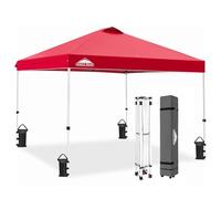 EAGLE PEAK Tonnelle de Jardin Pliable 3x3m Pop-up Gazebo Tente Pliante Pavillon，avec Sac de Transportable à Roulette pour Camping, Plage, Jardin, Rouge
