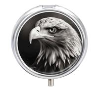 Eagle Pilulier rond à 3 compartiments Noir et blanc Petit pilulier de voyage portable et conteneurs de vitamines pour supplément d'huile de poisson