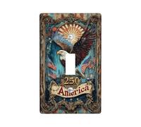Eagle Plaque de protection pour interrupteur mural simple, drapeaux patriotiques vintage, indépendance du soleil, en plastique rouge, taille standard, pour décoration de maison, salon, nouvel