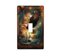 Eagle Plaque de protection pour interrupteur simple, drapeau patriotique classique en plastique bleu, taille standard, décoration pour chambre à coucher, salle de bain, cuisine, entrée (simple)