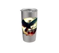 Eagle Playing Drums Funny Eagle Art Batteur Musicien Gobelet isotherme en acier inoxydable double paroi