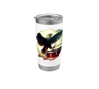 Eagle Playing Drums Funny Eagle Art Batteur Musicien Gobelet isotherme en acier inoxydable double paroi