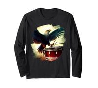 Eagle Playing Drums Funny Eagle Art Batteur Musicien Manche Longue