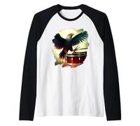 Eagle Playing Drums Funny Eagle Art Batteur Musicien Manche Raglan