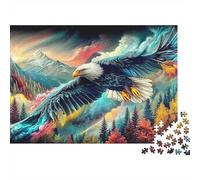 Eagle Puzzle Premium 1000 pièces Adultes Aigle majestueux de Montagne Qualité épaisse Robuste Haute qualité vibrante stimulante Anti-Stress Jeu 52x38cm/1000pcs