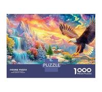 Eagle s'envole sur la Cascade d'hiver Puzzle De 1000 Pièces L'aigle majestueux Cadeau Parfait pour Garçons, Filles, Hommes Et Femmes 38x26cm/1000pcs