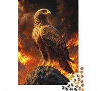 Eagle Standing Fire 1000Pc Challenging Puzzle Eagle on Burning Rock for Adults Teens & Seniors Brainteasing Game 38x26cm 1000pcs