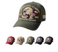 Eagle-U.S.250th Anniversary Chapeau brodé aigle à tête blanche, statue de la liberté et cloche de la liberté, casquette de baseball commémorative 1776-2026, vert militaire, taille unique