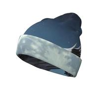 Eagle Under The Stars Bonnet tricoté unisexe avec imprimé intégral - Bonnet d'hiver doux pour homme et femme - Bonnet extensible et chaud - Cadeau amusant - Noir