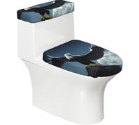 Eagle Under the Stars Ensemble couvercle de toilette extensible et housse de réservoir - Décoration de salle de bain élastique douce pour salle de bain en forme de U ovale