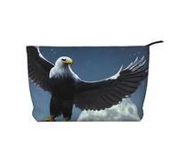 Eagle Under The Stars Trousse de maquillage en velours côtelé avec fermeture éclair pour voyage, articles de toilette et utilisation quotidienne