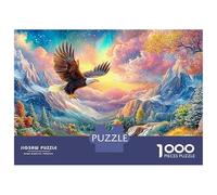 Eagle volait au-Dessus de la rivière Mountain Puzzle De 1000 Pièces L'aigle majestueux Carton Recyclé, Puzzle De Défi pour Adultes 52x38cm/1000pcs