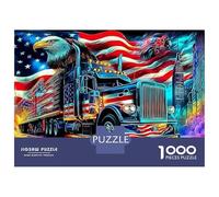 Eagle Vs Lion 1000 Pièces Solide Carton Puzzle Vif Art de Truck avec US Flag Seniors HD Écolo 70x50cm/1000pcs