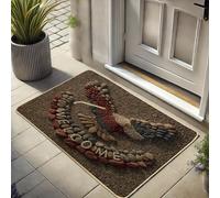 Eagle Welcome Paillasson motif pierre ton terre pour entrée extérieure et intérieure, décoration rustique, antidérapant, absorbant la poussière, facile à nettoyer, 73,6 x 43,2 cm