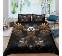 Eagle wings spread Ensemble De Literie Respirante Microfibre 3 Pièces 3D Imprimée Wild animal tattoo Parure de Lit avec Taie d'oreiller Entretien Facile for Décoration de Chambre Double（200x200cm）