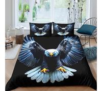 Eagle Wings Spread Linge de Lit Léger résistante 3 Pièces 3D Effet Wild Nature Art Style Housse de Couette avec 2 Taies d'oreiller Hypoallergique for Chambre de Adolescents Single（140x200cm）